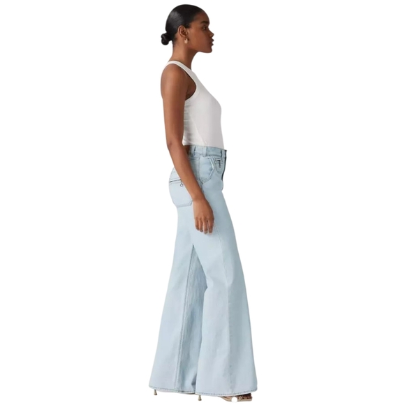 Levis Premium Ribcage Bell Jeans Blue super high rise Wide Leg Flare New - Picture 4 of 16